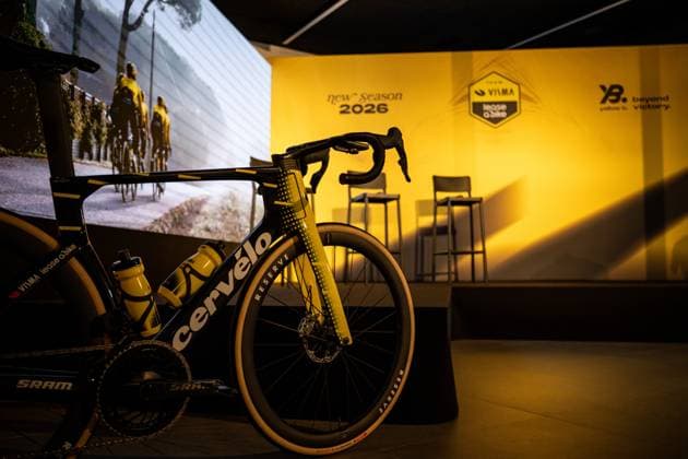 Team presentation set up pictured before the team presentation of the Team Visma-Lease a Bike cycling team in Alicante, Spain, Tuesday 13 January 2026. DAVIDxPINTENS  x155610672x