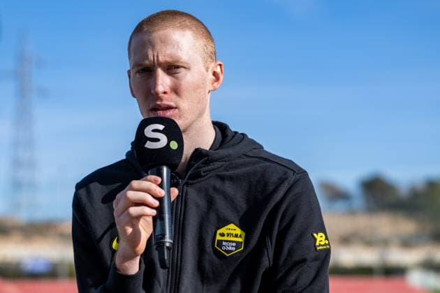 American Matteo Jorgenson of Team Visma-Lease a Bike pictured during the team presentation of the Team Visma-Lease a Bike cycling team in Alicante, Spain, Tuesday 13 January 2026. DAVIDxPINTENS  x155621578x