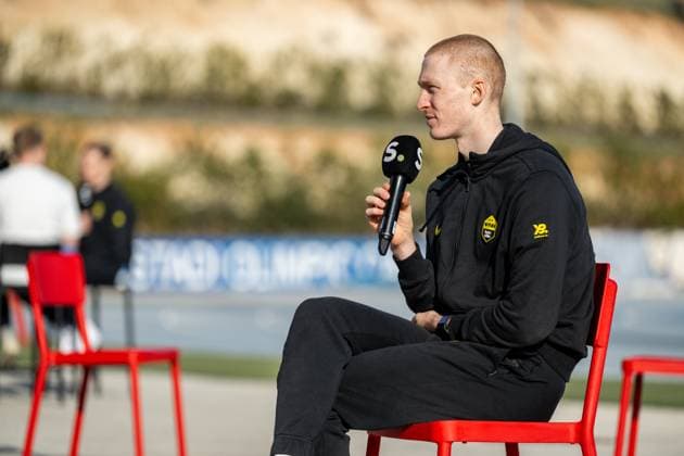 American Matteo Jorgenson of Team Visma-Lease a Bike pictured during the team presentation of the Team Visma-Lease a Bike cycling team in Alicante, Spain, Tuesday 13 January 2026. DAVIDxPINTENS  x155621595x