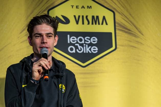 Belgian Wout van Aert pictured during the team presentation of the Team Visma-Lease a Bike cycling team in Alicante, Spain, Tuesday 13 January 2026. DAVIDxPINTENS  x155652418x