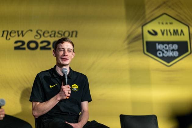 Danish Jonas Vingegaard Hansen pictured during the team presentation of the Team Visma-Lease a Bike cycling team in Alicante, Spain, Tuesday 13 January 2026. DAVIDxPINTENS  x155654744x