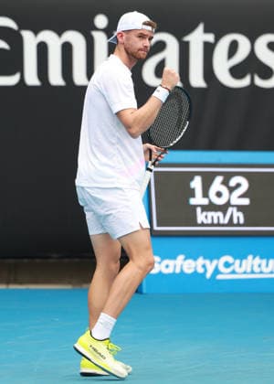 Jerome Kym SUI makes a fist and cheers,cheers,joy,emotion, Australian Open 2026 Qualifier, Melbourne Park, Melbourne, Victoria, Australia Copyright: xJuergenxHasenkopfx