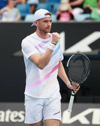 Jerome Kym SUI makes a fist and cheers,cheers,joy,emotion, Australian Open 2026 Qualifier, Melbourne Park, Melbourne, Victoria, Australia Copyright: xJuergenxHasenkopfx