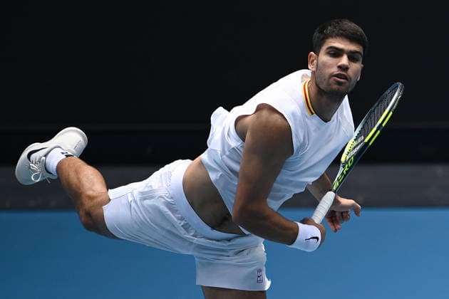 TENNIS AUSTRALIAN OPEN PRACTICE, Carlos Alcaraz of Spain during practice sessions ahead of the Australian Open tennis tournament at Melbourne Park in Melbourne, Wednesday, January 14, 2026. ( NO ARCHIVING, EDITORIAL USE ONLY MELBOURNE VICTORIA AUSTRALIA  Copyright: xJOELxCARRETTx 20260114143864091226