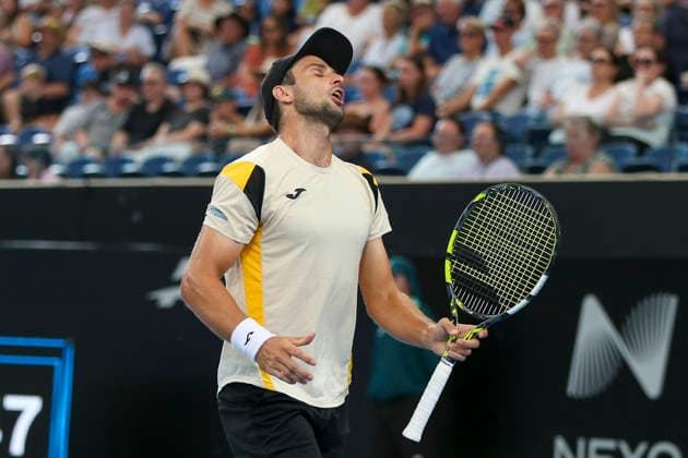TENNIS ADELAIDE INTERNATIONAL, Aleksandar Vukic of Australia in his match against Andrea Vavassori of Italy during the Adelaide International at Memorial Drive Tennis Club in in Adelaide, Wednesday, January 14, 2026. ( NO ARCHIVING, EDITORIAL USE ONLY ADELAIDE SOUTH AUSTRALIA AUSTRALIA  Copyright: xMATTxTURNERx 20260114195193561581
