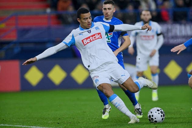 Bayeux FC v Olympique de Marseille - French Cup 2025 2026. FC CAEN, FRANCE - JANUARY 13 Mason Greenwood 10 of Olympique de Marseille reacts duringg the French Cup - Round of 32 match between Bayeux FC and Olympique de Marseille at Stade Michel D Ornano on January 13, 2026 in Caen, France..Photo by Franck Castel ABACAPRESS.COM caen France  Copyright: xCastelxFranck ABACAx