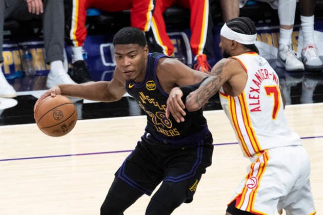 January 13, 2026, Los Angeles, California, United States: Los Angeles Lakersâ„¢ Rui Hachimura (28) drives against Atlanta Hawks Nickeil Alexander-Walker (7) during an NBA, Basketball Herren, USA basketball game at Crypto.com Arena on Tuesday, Jan. 13, 2026 in Los Angeles. Los Angeles United States - ZUMAs197 20260113_aaa_s197_458 Copyright: xRingoxChiux