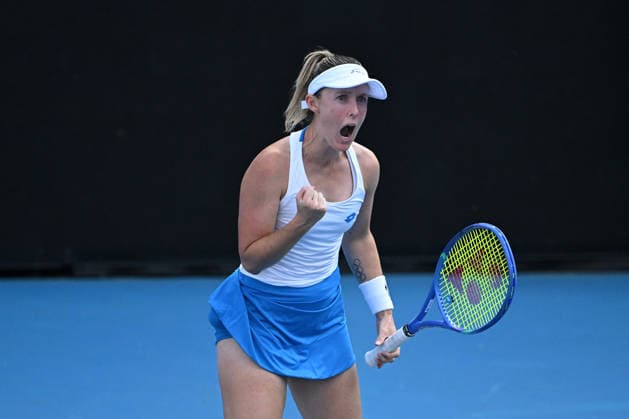 TENNIS AUSTRALIAN OPEN QUALIFYING, Storm Hunter of Australia reacts in the round 2 qualifying match against Lola Radivojevic of Serbia ahead of the Australian Open tennis tournament at Melbourne Park in Melbourne, Wednesday, January 14, 2026. ( NO ARCHIVING, EDITORIAL USE ONLY MELBOURNE VICTORIA AUSTRALIA  Copyright: xJAMESxROSSx 20260114120108554542
