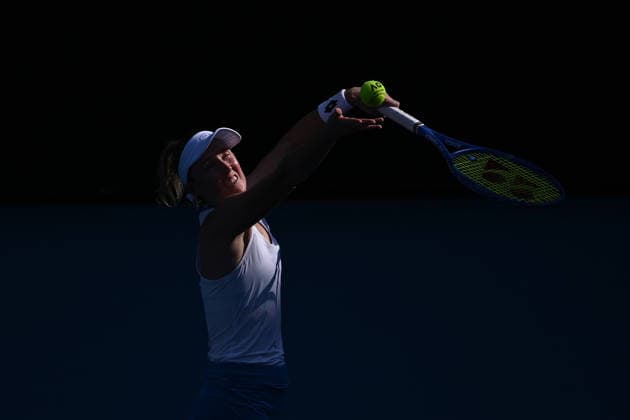 TENNIS AUSTRALIAN OPEN QUALIFYING, Storm Hunter of Australia in action against Lola Radivojevic of Serbia in the round 2 qualifying match ahead of the Australian Open tennis tournament at Melbourne Park in Melbourne, Wednesday, January 14, 2026. ( NO ARCHIVING, EDITORIAL USE ONLY MELBOURNE VICTORIA AUSTRALIA  Copyright: xJAMESxROSSx 20260114127267169493