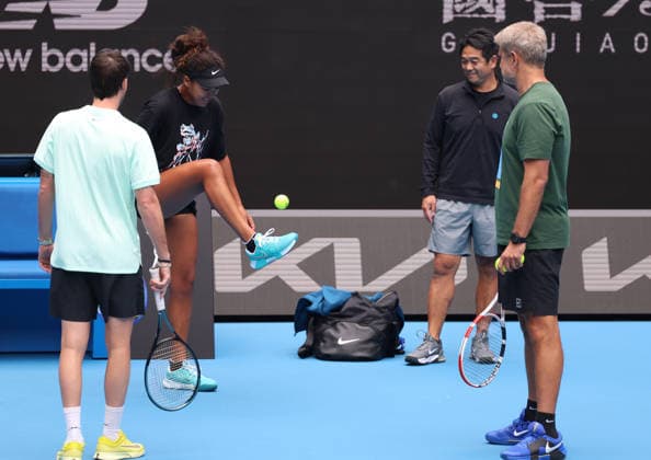 January 14, 2026, Melbourne, Victoria, Australia: NAOMI OSAKA of Japan and coach TOMASZ WIKTOROWSKI of Poland during practise session before Australian Open, Melbourne, Australia. Melbourne Australia - ZUMAc278 20260114_zsp_c278_006 Copyright: xMarcinxCholewinskix