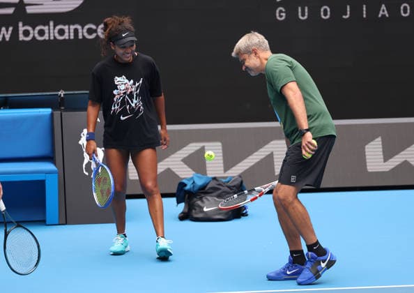 January 14, 2026, Melbourne, Victoria, Australia: NAOMI OSAKA of Japan and coach TOMASZ WIKTOROWSKI of Poland during practise session before Australian Open, Melbourne, Australia. Melbourne Australia - ZUMAc278 20260114_zsp_c278_008 Copyright: xMarcinxCholewinskix