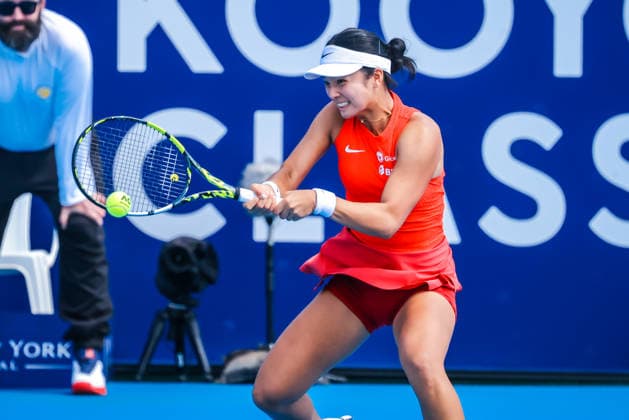 January 14, 2026, Melbourne, Victoria, Australia: MELBOURNE, AUSTRALIA - JANUARY 14 2026: Alexandra Eala of Phillipines plays Donna VekiÄ¡ of Croatia on Day 2 of the 2026 Kooyong Classic on January 14, 2026 in Melbourne, Australia. Melbourne Australia - ZUMAp121 20260114_zsp_p121_063 Copyright: xChrisxPutnamx
