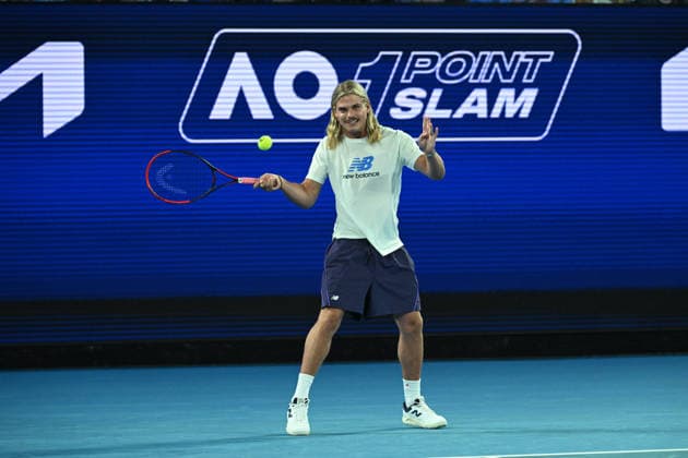 TENNIS AO 1 POINT SLAM, Bailey Smith of Geelong in action during the 1 Point Slam event during the Australian Open Opening Week at Rod Laver Arena in Melbourne, Victoria, Wednesday, January 14, 2026. ( NO ARCHIVING, EDITORIAL USE ONLY Melbourne Victoria Australia  Copyright: xJamesxRossx 20260114134848201697