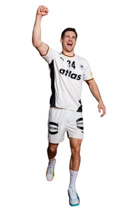 Hannover Handball EM 2026 Germany Press conference Rune Dahmke Germany Cheers Joy Emotion Hannover Germany