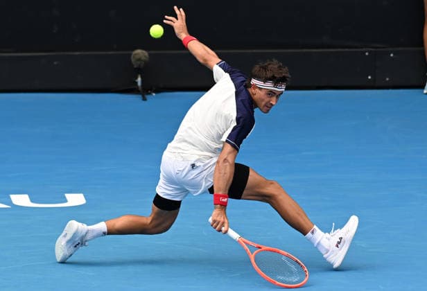 Argentina™s Francisco Comesana during his first round singles match at the ASB Classic Men™s ATP, Tennis Herren 250 tennis tournament at Manuka Doctor Arena, Auckland, New Zealand. Wednesday 14 January 2026. Photo: Andrew Cornaga z Auckland New Zealand Copyright: xAndrewxCornaga x