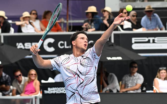 Italy™s Luciano Darderi during his singles match at the ASB Classic Men™s ATP, Tennis Herren 250 tennis tournament at Manuka Doctor Arena, Auckland, New Zealand. Wednesday 14 January 2026. Photo: Andrew Cornaga z Auckland New Zealand Copyright: xAndrewxCornaga x