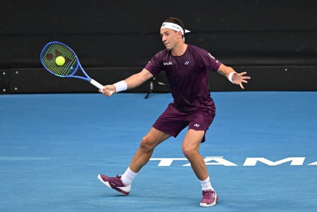 Norway™s Casper Ruud during his singles match at the ASB Classic Men™s ATP, Tennis Herren 250 tennis tournament at Manuka Doctor Arena, Auckland, New Zealand. Wednesday 14 January 2026. Photo: Andrew Cornaga z Auckland New Zealand Copyright: xAndrewxCornaga x