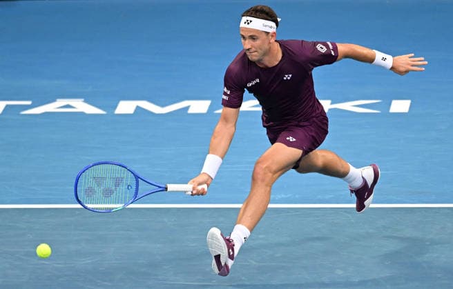 Norway™s Casper Ruud during his singles match at the ASB Classic Men™s ATP, Tennis Herren 250 tennis tournament at Manuka Doctor Arena, Auckland, New Zealand. Wednesday 14 January 2026. Photo: Andrew Cornaga z Auckland New Zealand Copyright: xAndrewxCornaga x
