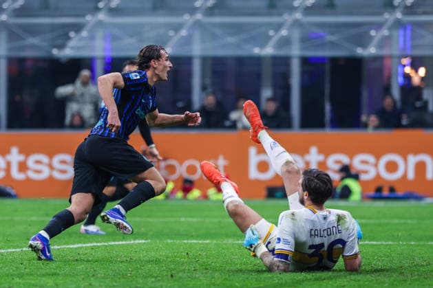 FC Internazionale vs US Lecce Serie A 2025 26 14 01 2026 Francesco Esposito of FC Internazionale celebrates after scoring a goal during Serie A 2025 26 football match between FC Internazionale and US Lecce at San Siro Stadium in Milan Copyright: xBEAUTIFULxSPORTS Carabellix
