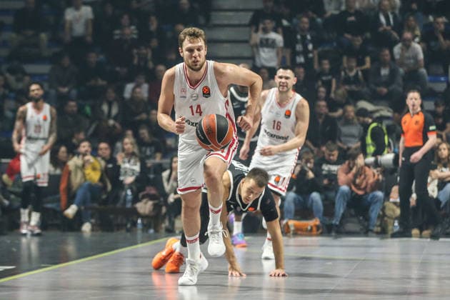 Partizan v Olimpiakos - EuroLeague BELGRADE, SERBIA - JANUARY 14: Aleksandar Vezenkov of Olimpiakos in action during EuroLeague basketball match between Partizan and Olimpiakos in Belgrade, Serbia on January 14, 2026. Filip Stevanovic Anadolu Belgrade Serbia. Editorial use only. Please get in touch for any other usage.  Copyright: x2026xAnadoluxFilipxStevanovicx