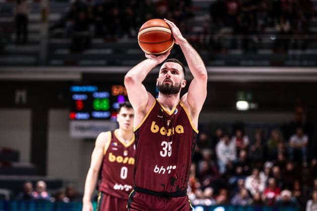 BASKET - Basket FIBA Europe Cup - Pallacanestro Reggiana vs KK Bosna BH telecom Petar Kovacevic (KK Bosna) during Pallacanestro Reggiana vs KK Bosna BH telecom, Basketball FIBA Europe Cup match in Reggio Emilia , Italy, January 14 2026 Reggio Emilia Italy  Copyright: xIPAxSport ABACAx