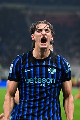 CALCIO - Serie A - Inter - FC Internazionale vs US Lecce Francesco Pio Esposito of Inter FC celebrating after a goal during the Italian Serie A football match between Inter FC and US lecce on January 14th, 2026 at Giuseppe Meazza San Siro Siro stadium in Milan, Italy. Photo Tiziano Ballabio Milan Italy  Copyright: xIPAxSport ABACAx