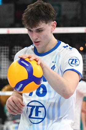 Simon Kohn VfB Friedrichshafen, 16 on serve, Action, Action,, 14 01 2026, Düren Germany , Volleyball, 1 Bundesliga Men, SWD Powervolleys Düren VfB Friedrichshafen xmhx