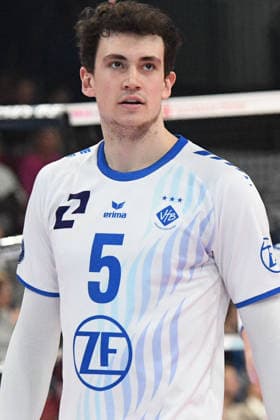 Louis Kunstmann VfB Friedrichshafen, 5 , Portrait, Portrait, 14 01 2026, Düren Germany , Volleyball, 1 Bundesliga Men, SWD Powervolleys Düren VfB Friedrichshafen xmhx