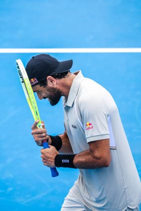 January 15, 2026, Melbourne, Victoria, Australia: Matteo Berrettini of Italy reacts whilst playing Tristan Schoolkate of Australia on Day 3 of the 2026 Kooyong Classic Tristan Schoolkate won 7-5, 63 Melbourne Australia - ZUMAs197 20260115_aaa_s197_006 Copyright: xChrisxPutnamx