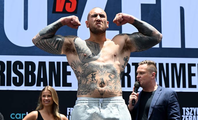 BOXING TSZYU ZERAFA WEIGH-IN, Boxer Nelson Asofa-Solomona is seen during‹ a Weigh-in before his bout against Jeremy Latimore in King George Square‹, Brisbane, Thursday, January 15, 2026. ( NO ARCHIVING BRISBANE QUEENSLAND AUSTRALIA  Copyright: xDARRENxENGLANDx 20260115123348106870