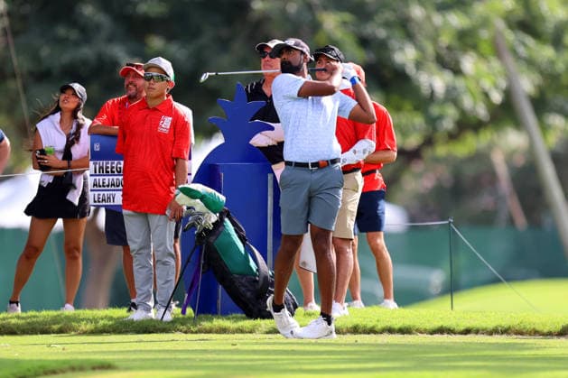 January 14, 2026 - Sahith Teegala hits from the 7th tee during a Pro-Am prior to the 2026 Sony Open in Hawaii at Waialae Country Club in Honolulu, HI - CSM Honolulu USA - ZUMAc04_ 20260114_zma_c04_128 Copyright: xAndrewxLeex