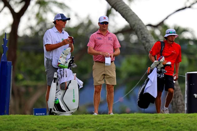 January 14, 2026 - Zach Johnson with his caddie Brian Smith on the 7th tee during a Pro-Am prior to the 2026 Sony Open in Hawaii at Waialae Country Club in Honolulu, HI - CSM Honolulu USA - ZUMAc04_ 20260114_zma_c04_163 Copyright: xAndrewxLeex