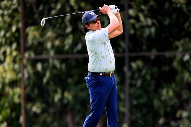 January 14, 2026 - Actor Gabriel Luna tees off on the 7th tee during a Pro-Am prior to the 2026 Sony Open in Hawaii at Waialae Country Club in Honolulu, HI - CSM Honolulu USA - ZUMAc04_ 20260114_zma_c04_185 Copyright: xAndrewxLeex