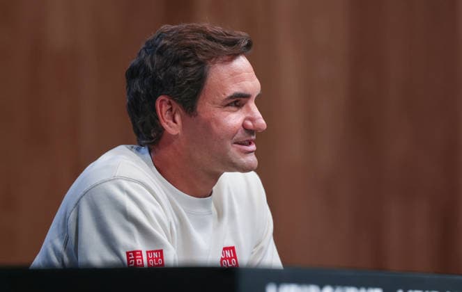 Roger Federer SUI , Press conference, press conference, Australian Open 2026 Melbourne Park, Melbourne, Victoria, Australia Copyright: xJuergenxHasenkopfx