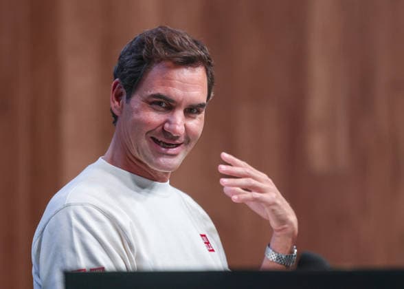 Roger Federer SUI , Press conference, press conference, Australian Open 2026 Melbourne Park, Melbourne, Victoria, Australia Copyright: xJuergenxHasenkopfx