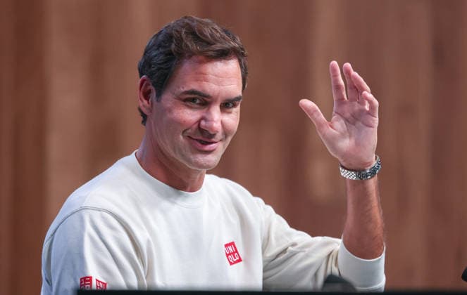 Roger Federer SUI , Press conference, press conference, Australian Open 2026 Melbourne Park, Melbourne, Victoria, Australia Copyright: xJuergenxHasenkopfx