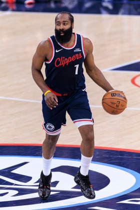 January 14, 2026, Inglewood, California, USA: James Harden 1 of the Los Angeles Clippers during their regular season NBA, Basketball Herren, USA game against the Washington Wizards on Wednesday January 14, 2026 at Intuit Dome in Inglewood, California. Clippers defeat Wizards, 119-105. ARIANA RUIZ PI Inglewood USA - ZUMAp124 20260114_zaa_p124_021 Copyright: xArianaxRuizx