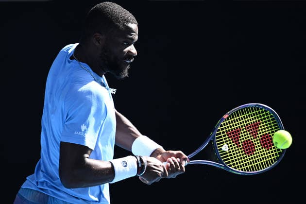 TENNIS AUSTRALIAN OPEN, Frances Tiafoe of the US in action against Novak Djokovic of Serbia during a charity match ahead of the Australian Open tennis tournament at Melbourne Park in Melbourne, Thursday, January 15, 2026. ( NO ARCHIVING, EDITORIAL USE ONLY MELBOURNE VICTORIA AUSTRALIA  Copyright: xJOELxCARRETTx 20260115163643768868