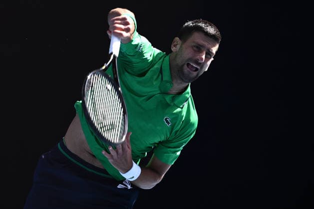 TENNIS AUSTRALIAN OPEN, Novak Djokovic of Serbia in action against Frances Tiafoe of the US during a charity match ahead of the Australian Open tennis tournament at Melbourne Park in Melbourne, Thursday, January 15, 2026. ( NO ARCHIVING, EDITORIAL USE ONLY MELBOURNE VICTORIA AUSTRALIA  Copyright: xJOELxCARRETTx 20260115174883056438