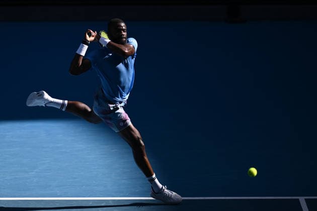 TENNIS AUSTRALIAN OPEN, Frances Tiafoe of the US in action against Novak Djokovic of Serbia during a charity match ahead of the Australian Open tennis tournament at Melbourne Park in Melbourne, Thursday, January 15, 2026. ( NO ARCHIVING, EDITORIAL USE ONLY MELBOURNE VICTORIA AUSTRALIA  Copyright: xJOELxCARRETTx 20260115192185604423