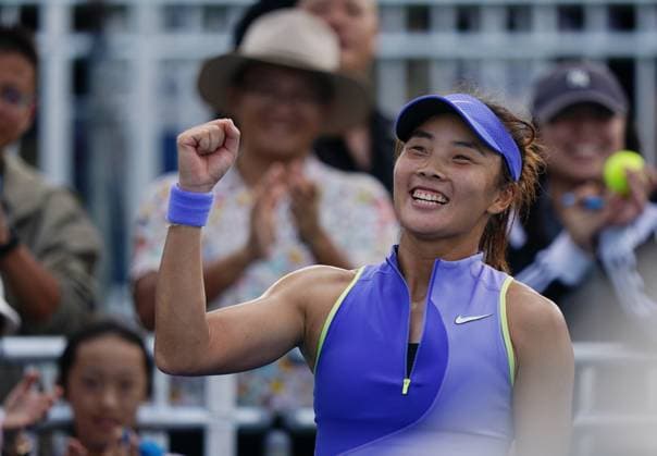 (260115) -- MELBOURNE, Jan. 15, 2026 -- Yuan Yue of China celebrates victory after the women s singles qualifying final round match against Tamara Zidansek of Slovenia at Australian Open tennis tournament in Melbourne, Australia, Jan. 15, 2026. (Photo by Xinhua) (SP)AUSTRALIA-MELBOURNE-TENNIS-AUSTRALIAN OPEN-WOMEN S SINGLES-QUALIFYING WangxShen 