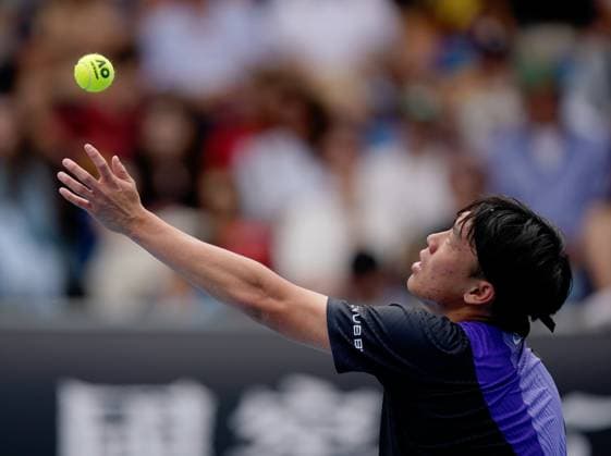 (260115) -- MELBOURNE, Jan. 15, 2026 -- Coleman Wong of China s Hong Kong serves during the men s singles qualifying final round match against Elias Ymer of Sweden at Australian Open tennis tournament in Melbourne, Australia, Jan. 15, 2026. (Photo by Xinhua) (SP)AUSTRALIA-MELBOURNE-TENNIS-AUSTRALIAN OPEN-MEN S SINGLES-QUALIFYING WangxShen 