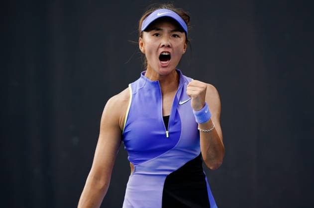 (260115) -- MELBOURNE, Jan. 15, 2026 -- Yuan Yue of China celebrates during the women s singles qualifying final round match against Tamara Zidansek of Slovenia at Australian Open tennis tournament in Melbourne, Australia, Jan. 15, 2026. (Photo by Xinhua) (SP)AUSTRALIA-MELBOURNE-TENNIS-AUSTRALIAN OPEN-WOMEN S SINGLES-QUALIFYING WangxShen 