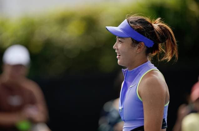 (260115) -- MELBOURNE, Jan. 15, 2026 -- Yuan Yue of China reacts during the women s singles qualifying final round match against Tamara Zidansek of Slovenia at Australian Open tennis tournament in Melbourne, Australia, Jan. 15, 2026. (Photo by Xinhua) (SP)AUSTRALIA-MELBOURNE-TENNIS-AUSTRALIAN OPEN-WOMEN S SINGLES-QUALIFYING WangxShen 