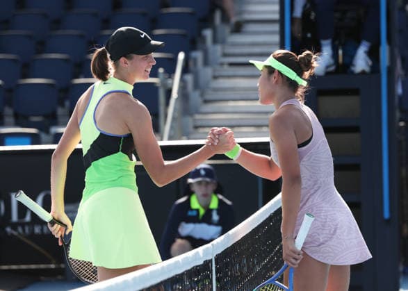 L R Lilli Tagger AUT congratulates the winner Lanlana Tararudee THA , Australian Open 2026 Qualifier Melbourne Park, Melbourne, Victoria, Australia L R Lilli Tagger AUT congratulates the winner Lanlana Tararudee THA , Australian Open 2026 Qualifier Melbourne Park, Melbourne, Victoria, Australia Copyright: xJuergenxHasenkopfx