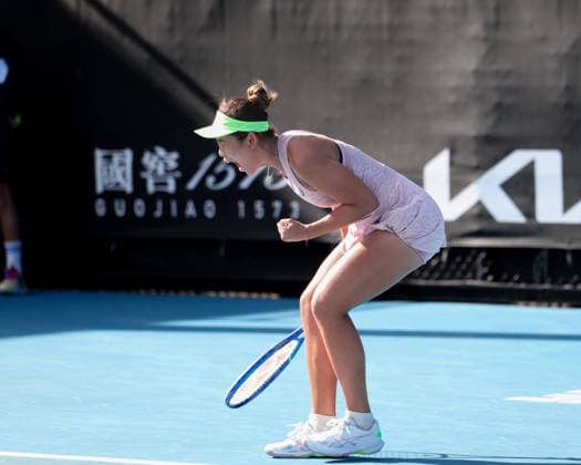 Lanlana Tararudee THA cheers after winning, jubilation, joy, emotion, Australian Open 2026 qualifier Melbourne Park, Melbourne, Victoria, Australia Copyright: xJuergenxHasenkopfx