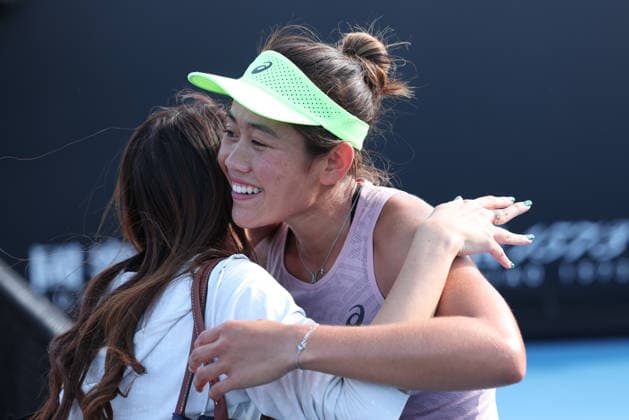 Lanlana Tararudee THA cheers after winning, jubilation, joy, emotion, Australian Open 2026 qualifier Melbourne Park, Melbourne, Victoria, Australia Copyright: xJuergenxHasenkopfx