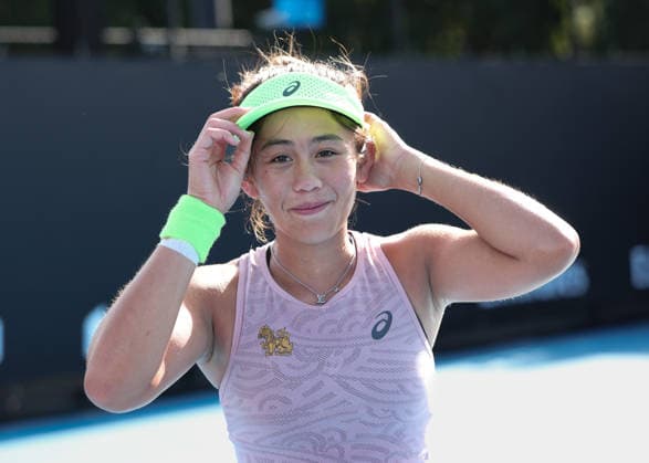 Lanlana Tararudee THA cheers after winning, jubilation, joy, emotion, Australian Open 2026 qualifier Melbourne Park, Melbourne, Victoria, Australia Copyright: xJuergenxHasenkopfx