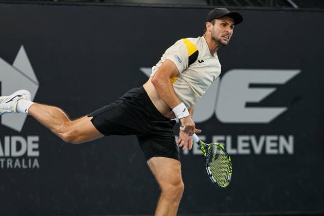 January 15, 2026, Adelaide, South Australia, Australia: ALEKSANDER VUKIC of Australia in action during his quarter final match against T. PAUL of USA, during the 2026 Adelaide International Tennis Tournament Adelaide Australia - ZUMAw216 20260115_zsp_w216_127 Copyright: xMarkxWilloughbyx