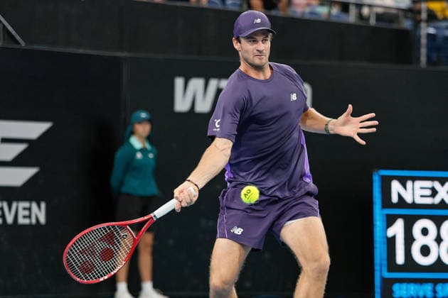 January 15, 2026, Adelaide, South Australia, Australia: TOMMY PAUL of USA in action during his quarter final win over A. VUKIC of Australia 6:3, 6:2, during the 2026 Adelaide International Tennis Tournament Adelaide Australia - ZUMAw216 20260115_zsp_w216_140 Copyright: xMarkxWilloughbyx